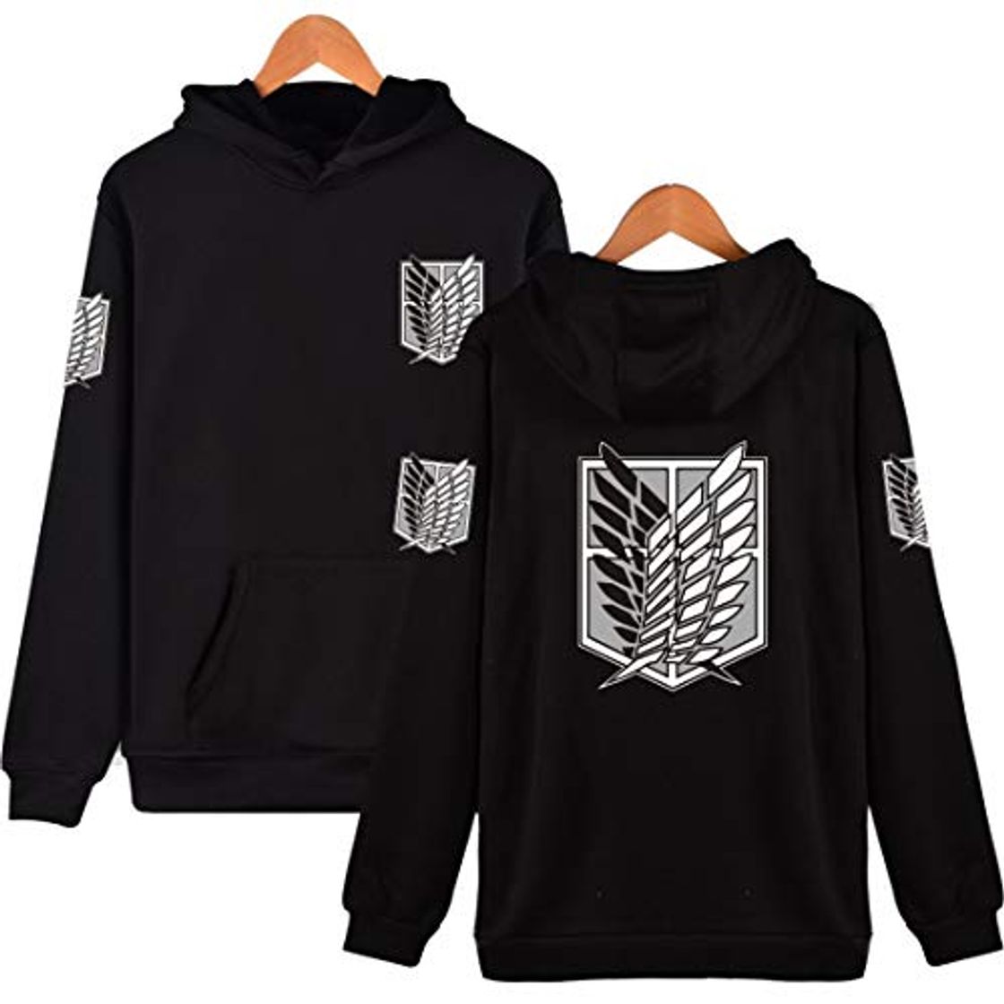 Product Hombre Sudadera Attack on Titan Sweatshirt Hoodie con Capucha Impresión Casual Deporte Manga Larga Suéter Pullover Otoño Invierno Negro M