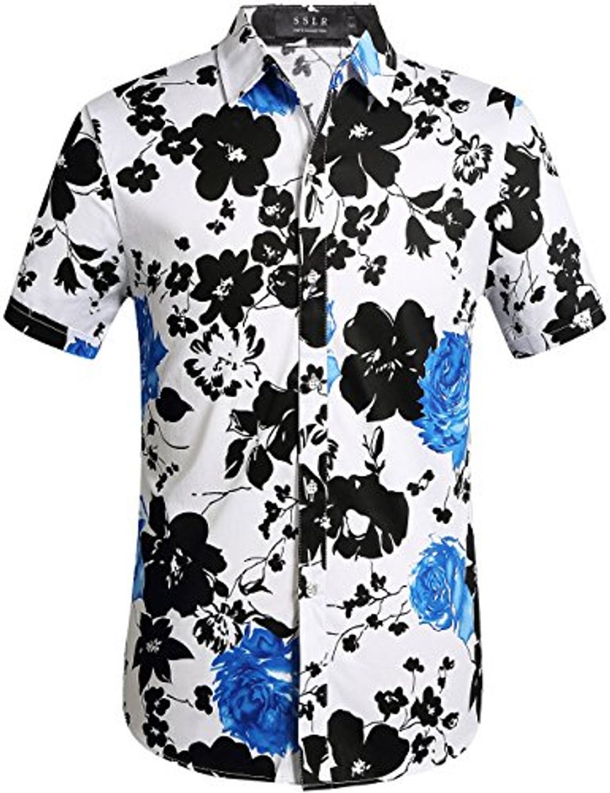 Social SSLR Camisa Playera Estilo Hawaiiana Floral Veraniega Manga Corta Casual para Hombre
