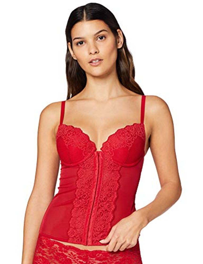 Product Marca Amazon - Iris & Lilly Corset de Encaje Mujer, Rojo