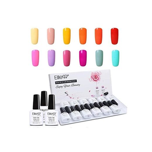 Elite99 Esmalte Semipermanente UV LED 12pcs Kit Uñas de Gel Pintauñas Esmalte