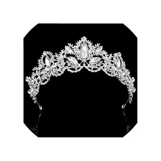 Nova's choice-fashion-headbandsDiadema de cristal plateado para mujer, corona de princesa, reina, tiaras