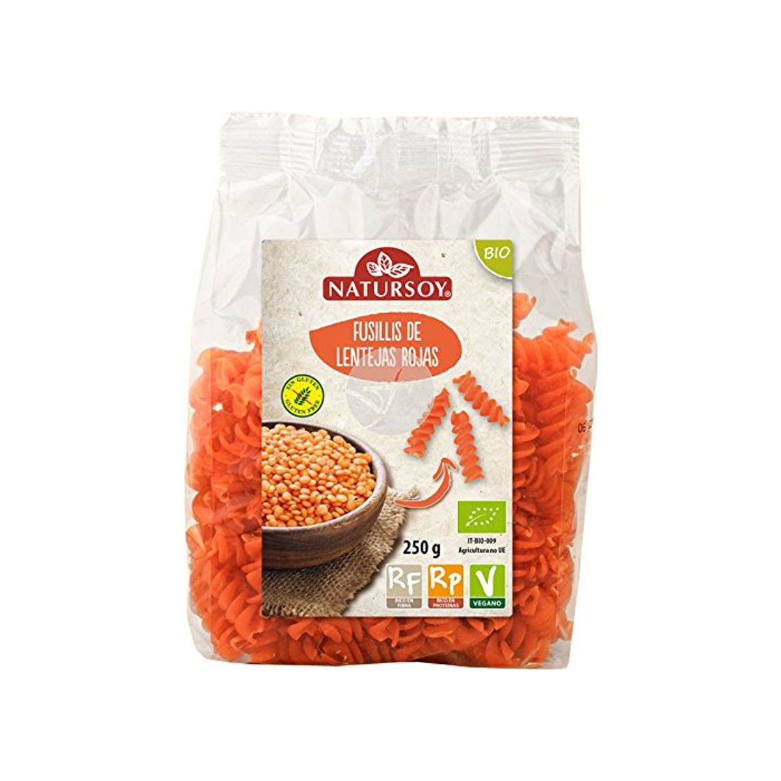 Producto FUSILLI LENTEJAS ROJAS BIO NATURSOY