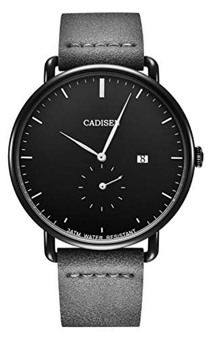 Producto CADISEN Relojes para Hombre Minimalista Moda Negro Relojes Impermeable Calendario Negocios Casual Hombre Muñequeras con Correa de Cuero