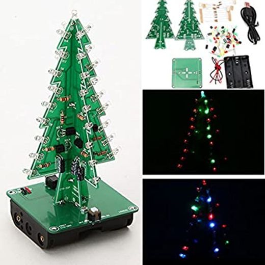 Christmas Tree LED Flash Kit 3D DIY Electronic Learning Kit HD ...