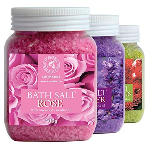 Sales de Baño Set 3x400g con Aceite 100% Natural Lavender