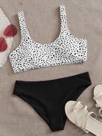 Dalmatian Scoop Neck Bikini Swimsuit
