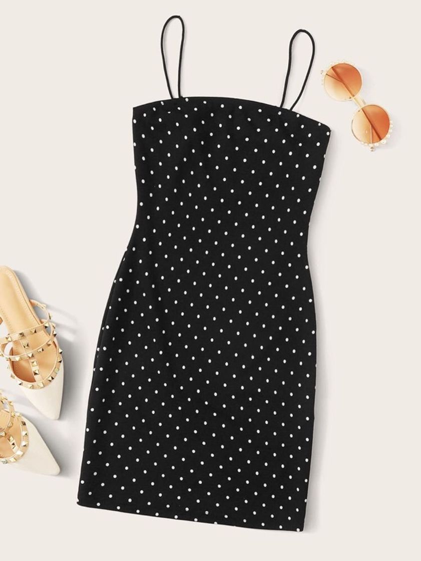 Moda Polka Dot Bodycon Slip Dress