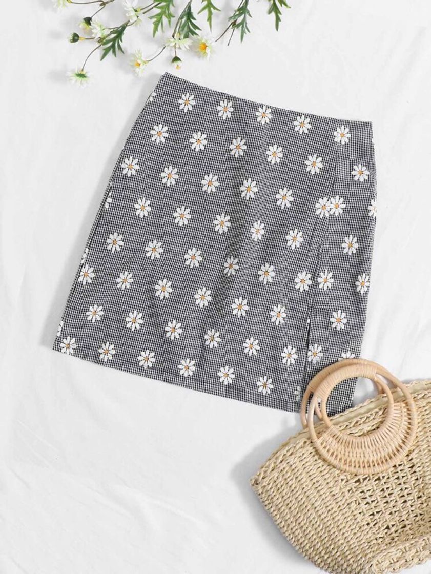 Product Zip Back Daisy Floral Skirt