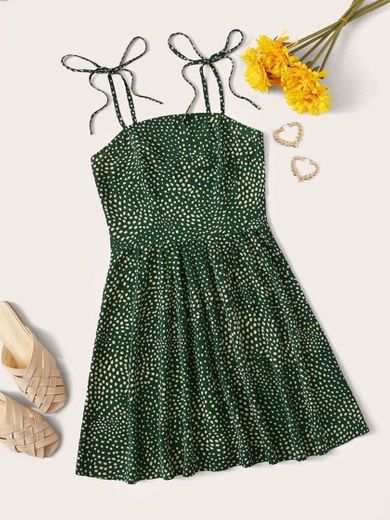 Speckled Print Self-Tie Cami Mini Dress