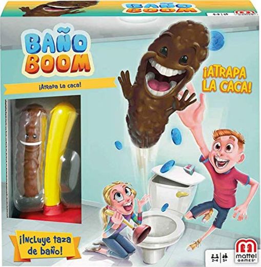 Mattel Games Baño Boom, ¡Atrapa la Caca!, juego de mesa infantil