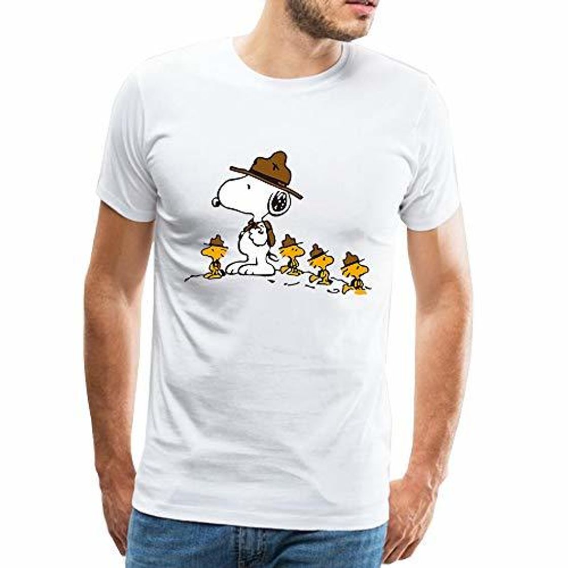 Social Snoopy Peanut Printed Graphic Hombre T-Shirt Camiseta de Manga Corta Adult Tees