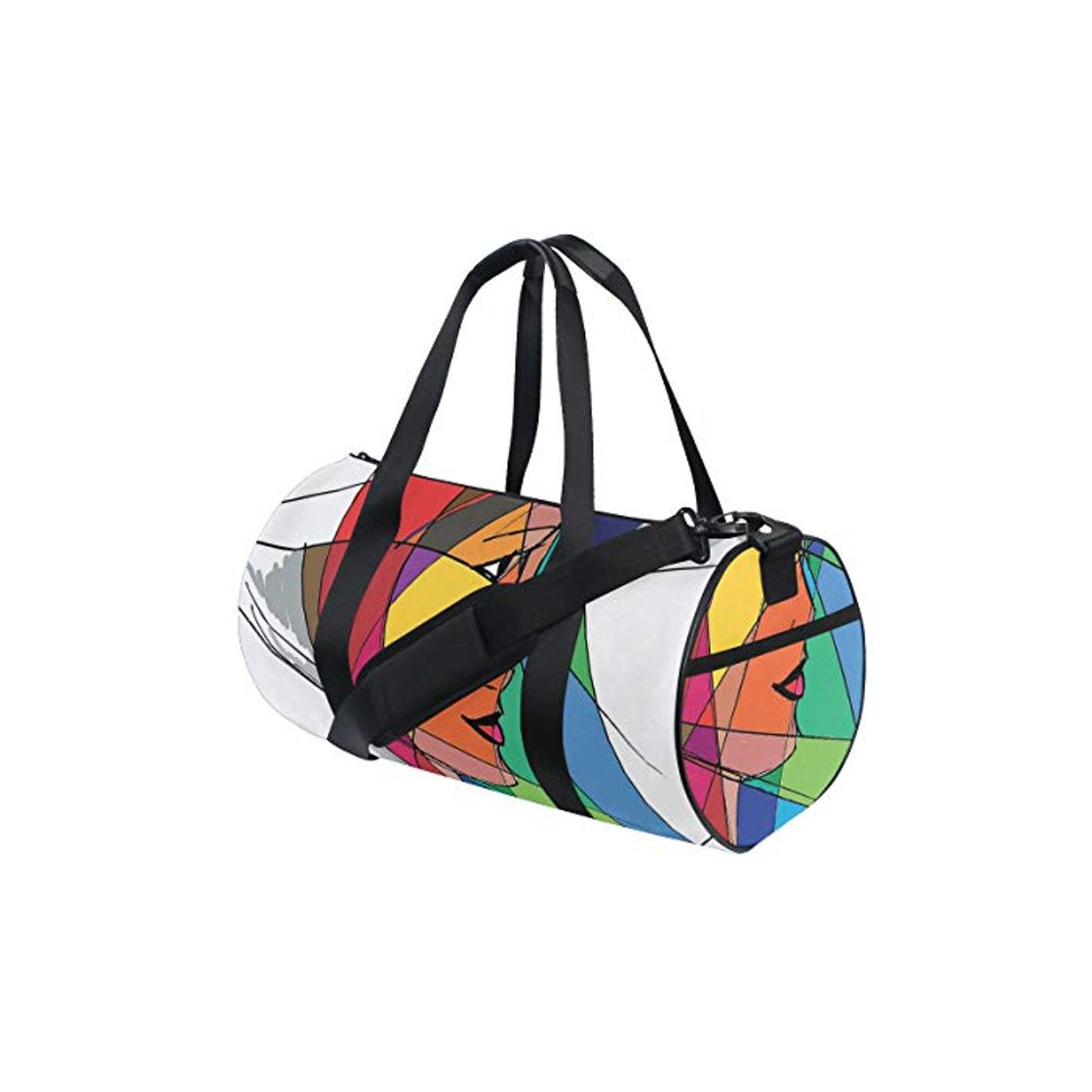 Product HARXISE Rostro de mujer en colorido diseño artístico dibujado a mano pantalla incompleta femenina moderna，Bolsa de equipaje de viaje bolsa de deporte de lona ligera bolsa de fitness desmontable