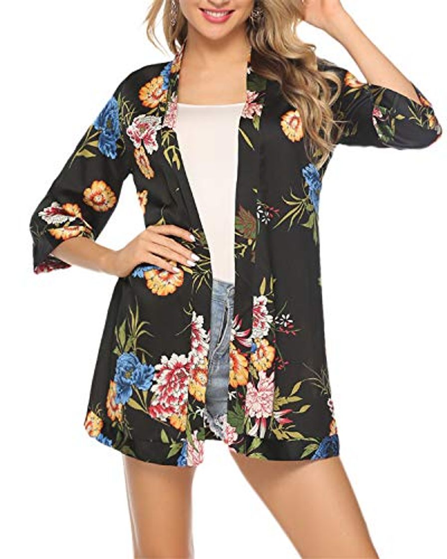 Moda Hawiton Mujer Cárdigan Kimono Florales Manga 3