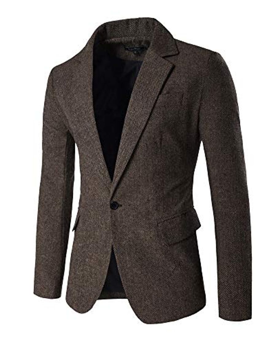 Producto Yanlian Hombres Chaquetas De Traje Y Americanas Informal Business Casual Blazer Slim Fit Café XL