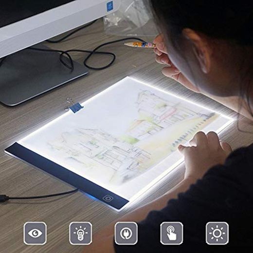 Delleu A4 LED Copy Station Drawing Copy Tracing Caja de luz USB Rechargeable Art Stencil Boards Tattoo Tracing Plat
