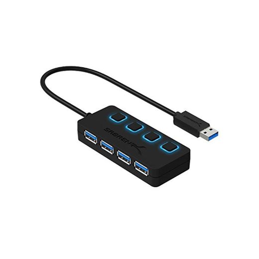 Sabrent Concentrador USB 3.0 con 4 Puertos con interruptores de alimentación Individuales