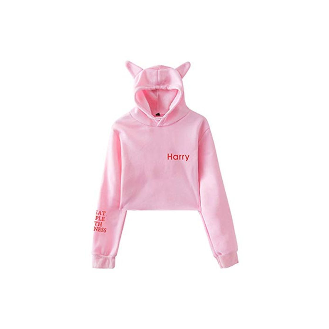 Moda KONLOO Harry Styles Treat People with Kindness Navel Cute Cat Ear Hoodie