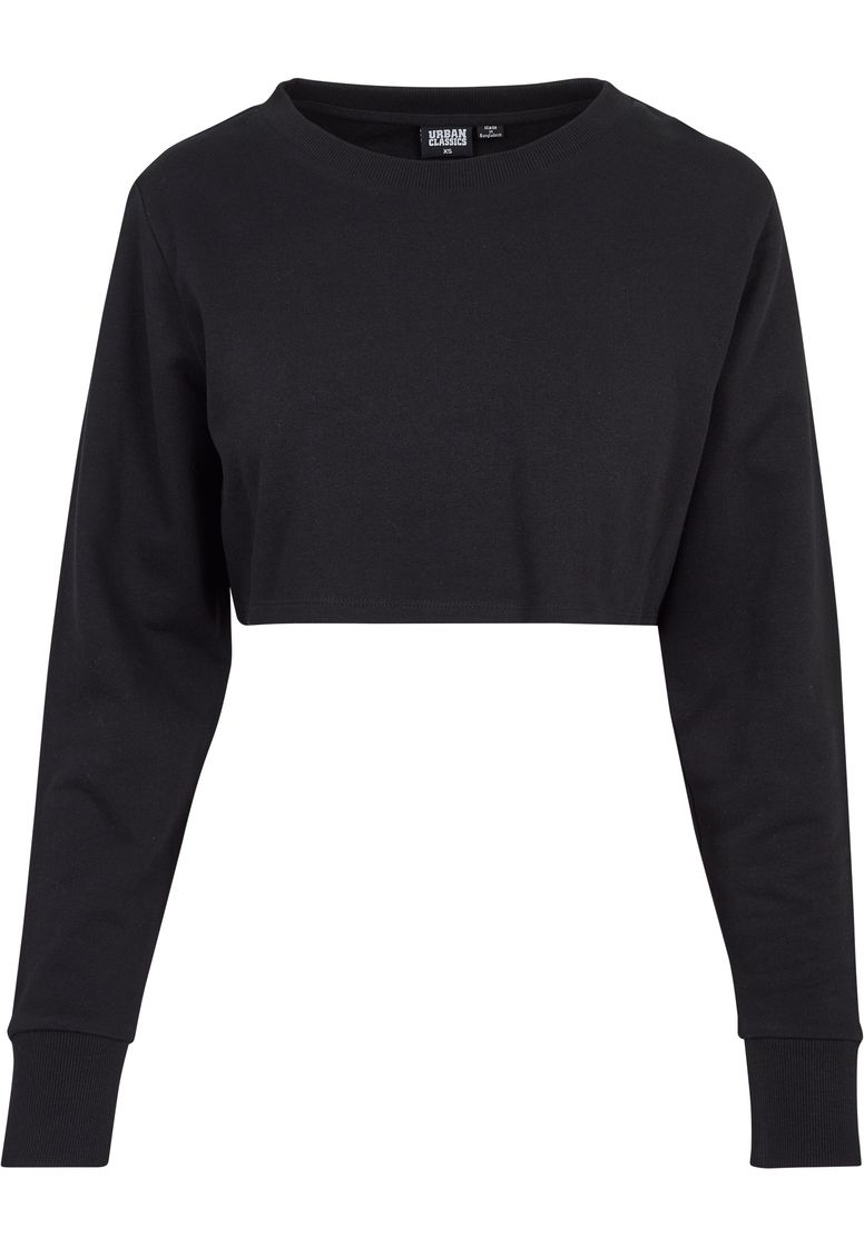 Social Urban Classics Ladies Terry Cropped Crew Suter Pulver, Negro