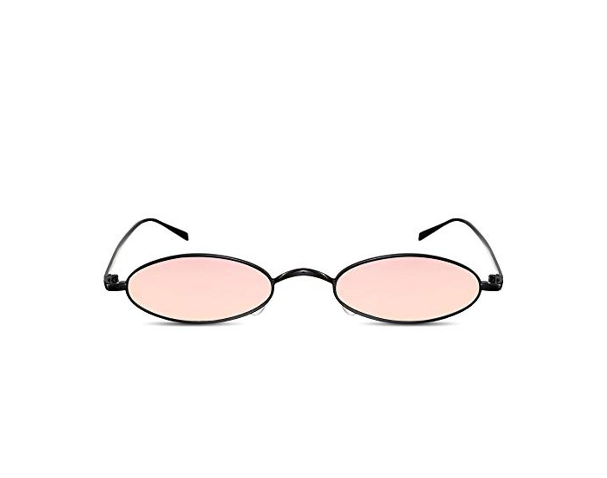 Social Cheapass Gafas de Sol Pequeñas Ovaladas Montura Dorada Metálica Cristales Rosas Espejados Gafas Festival para Mujer