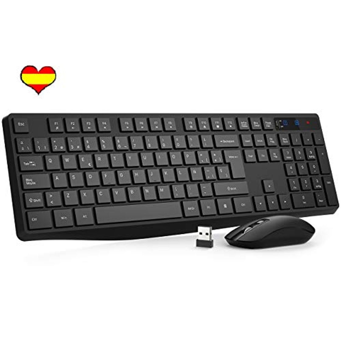 Product VicTsing Pack Teclado y Ratón Inalámbrico 2.4G con 12 Teclas Multimedia Anti-Splash