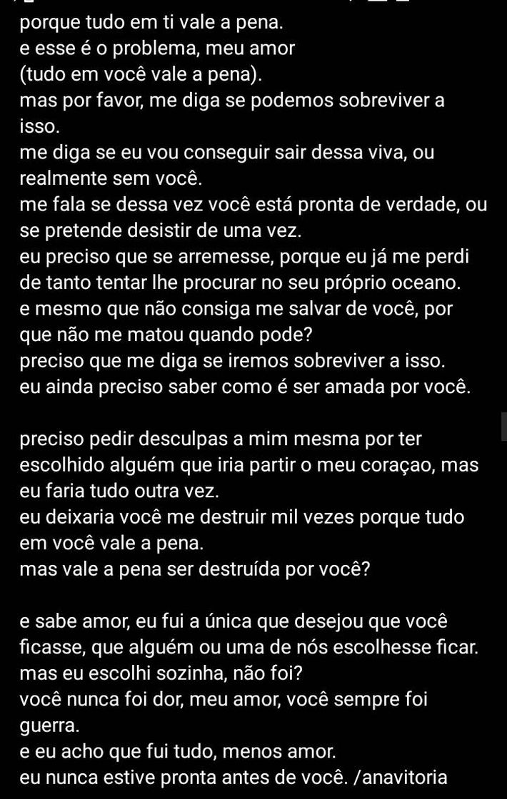 Moda você nunca foi dor meu amor, você sempre foi guerra./anv