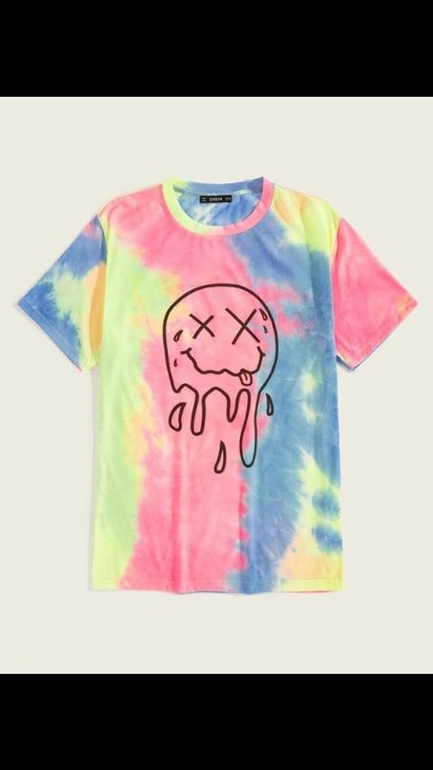 Social Camiseta de cuello redondo de tie dye