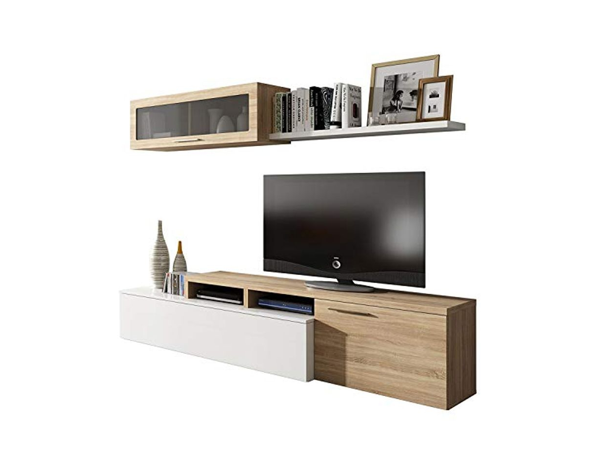 Social Habitdesign 016667F - Mueble de salón Comedor Moderno, Medidas: 200x41/34x43 cm de