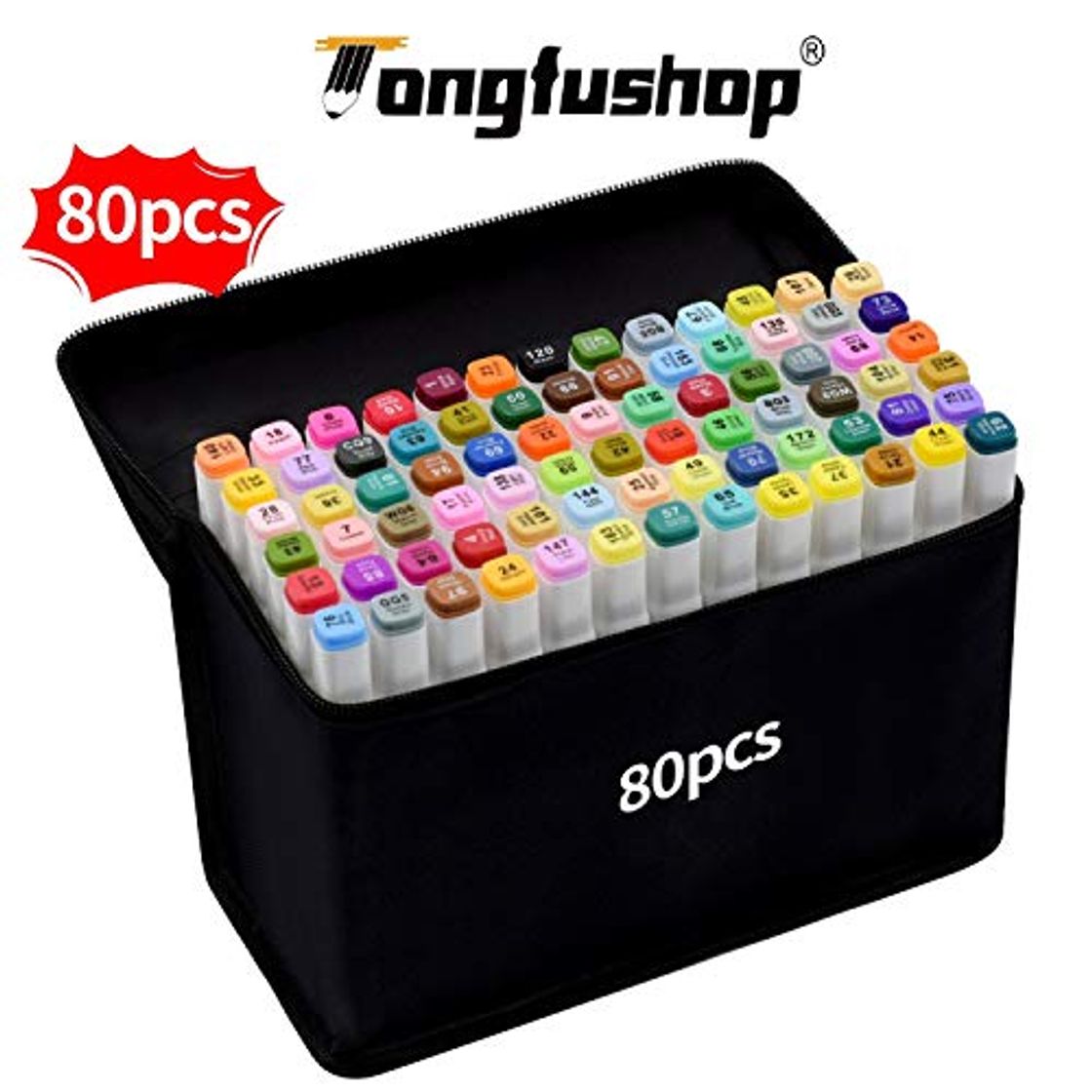 Product Rotulador de 80 Colores Marker Pen Marcadores Manga Creativos de Certificación SGS Rotulador Alcohol de Punta Doble ara Acuarela Graffiti para Principiantes Set de Rotuladores de Boceto Hecho a Mano