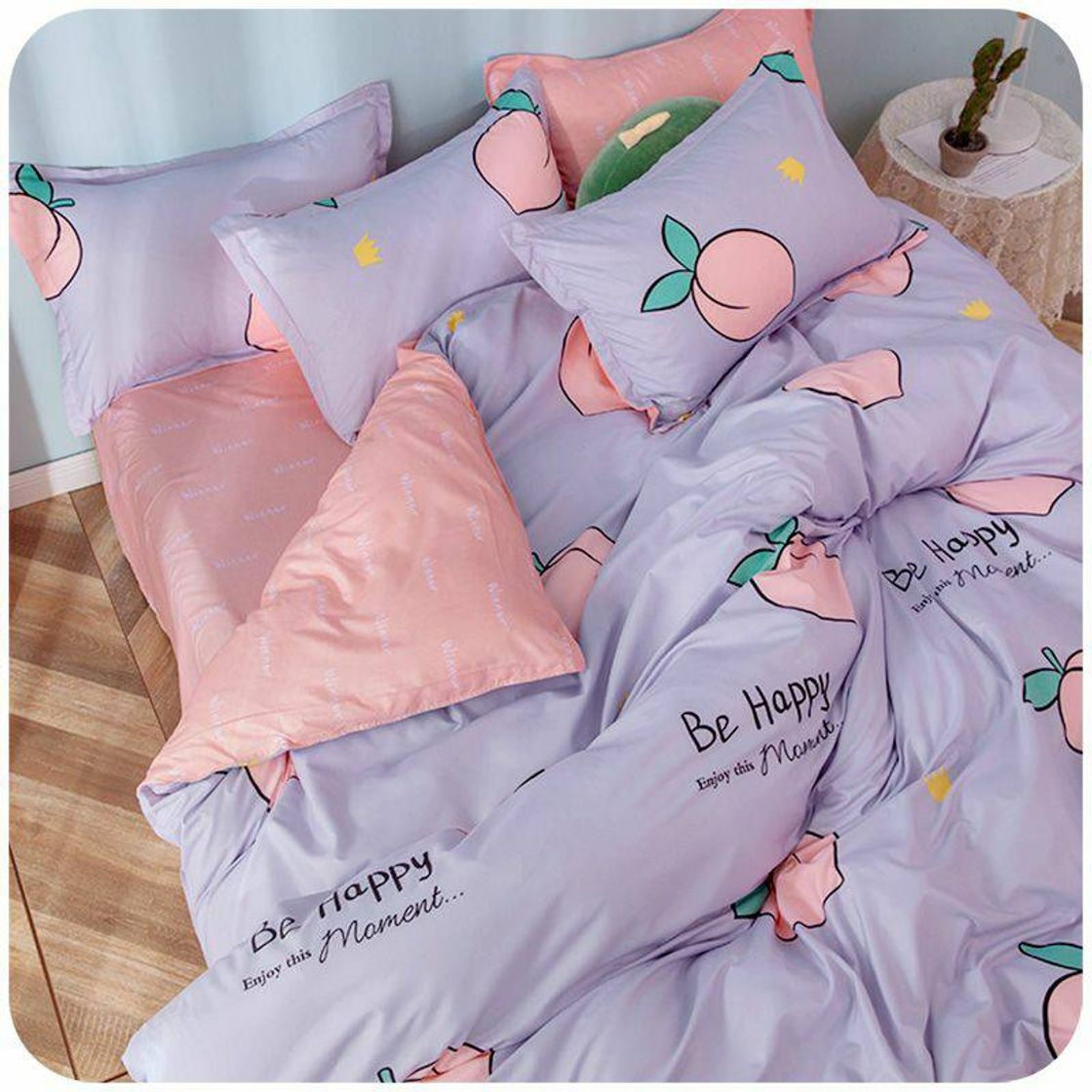 Fashion Peach Print Bedding Set