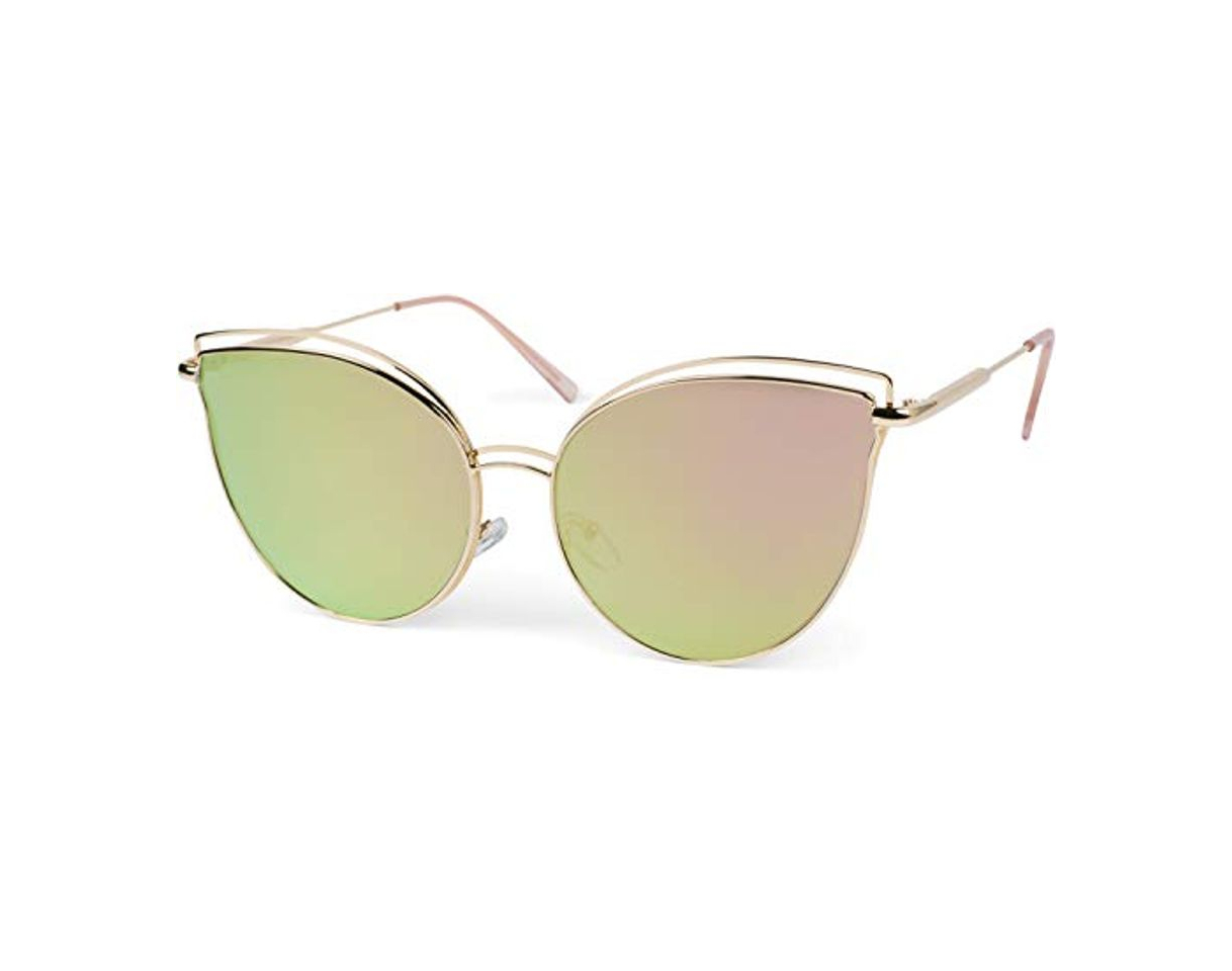 Social styleBREAKER Gafas de sol de ojo de gato para damas con doble