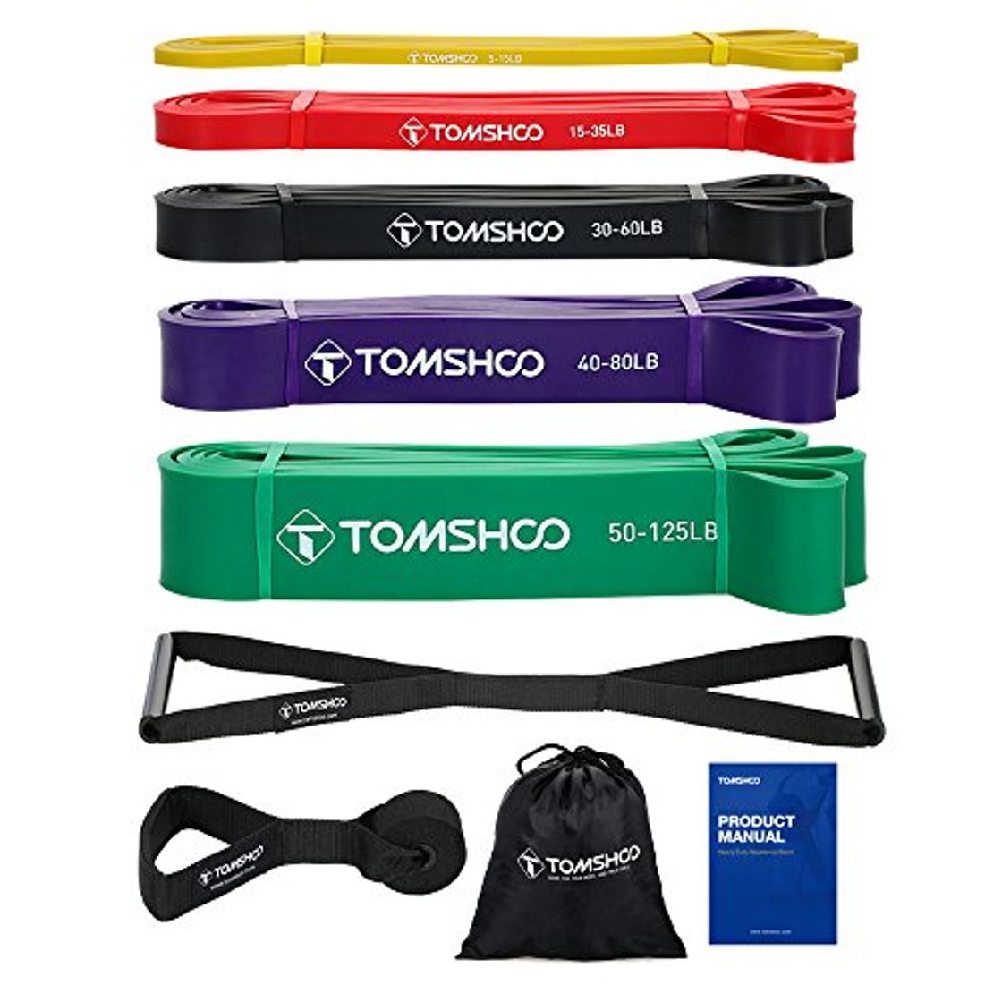 Social TOMSHOO Bandas de Resistencia Elástica Set con 5 pcs Pull Up Bands