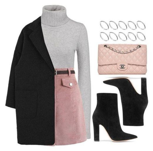 Outfit rosa y gris 