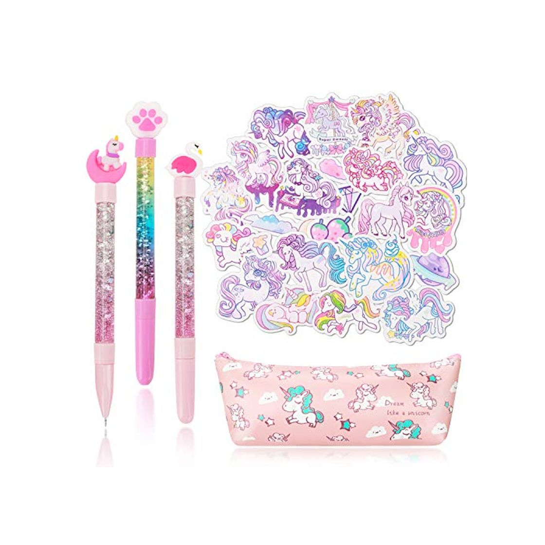 Social Qpout Unicorn Stationary Gift Set School Supplies, 1 Estuche de lápices Bolsa