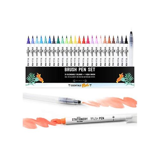 Stationery Island Brush Pens Set de 24 Colores Esenciales