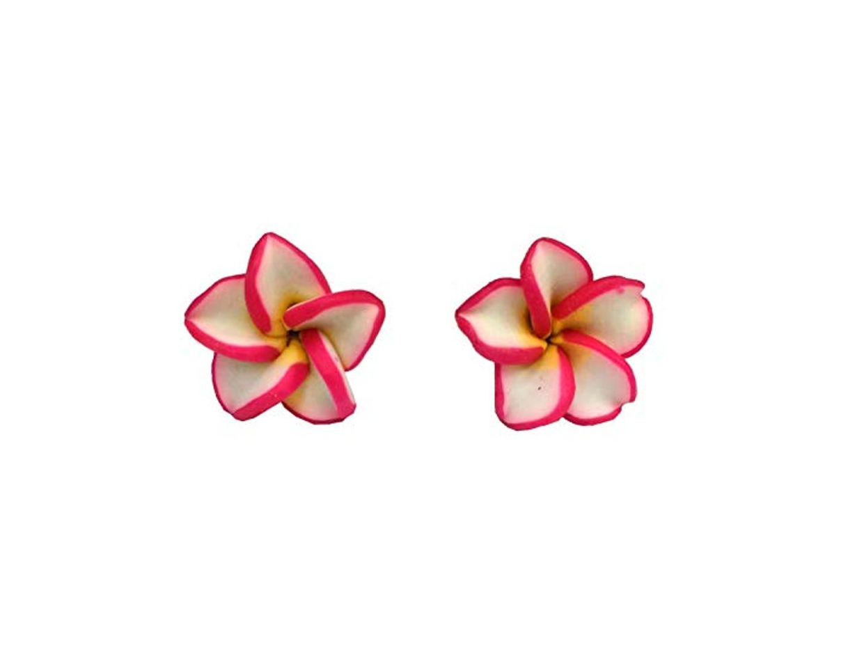 Social Flor roja blanca pendientes pendientes 3d Miniblings jardín de flores Kawai 15mm