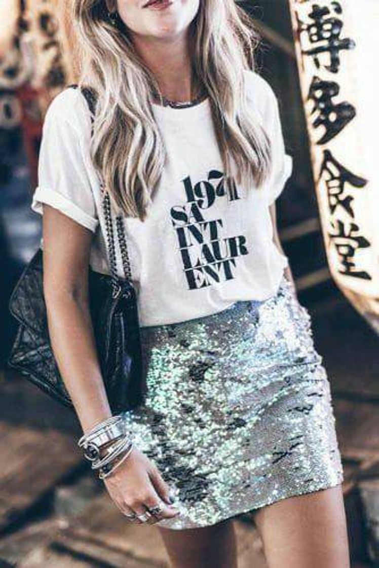 Moda Falda brillante con Top