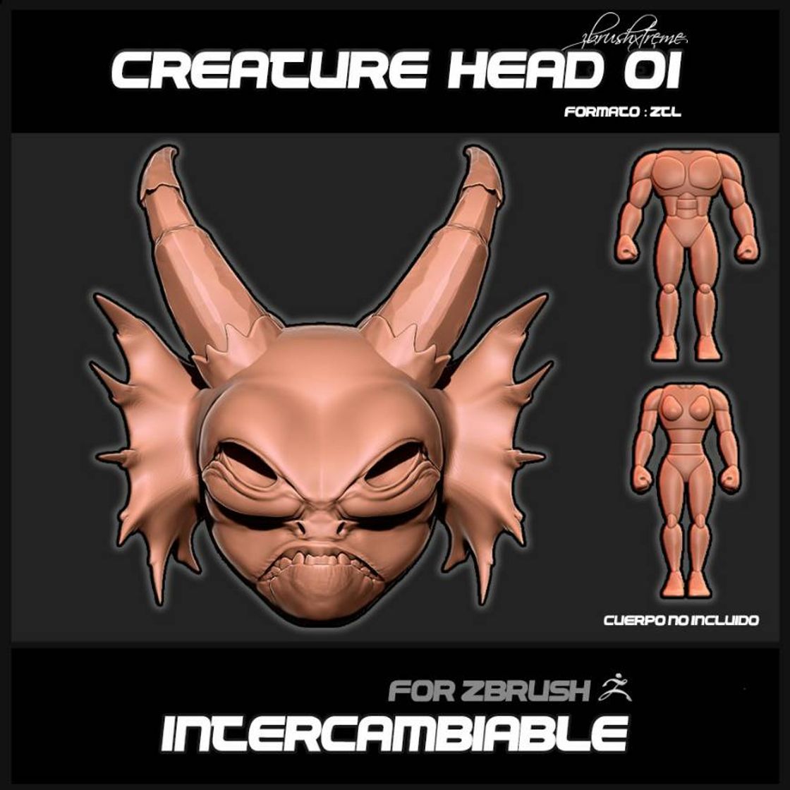 Fashion HEAD INTERCAMBIABLE ( CREATURE-01 ) – ZbrushXtreme