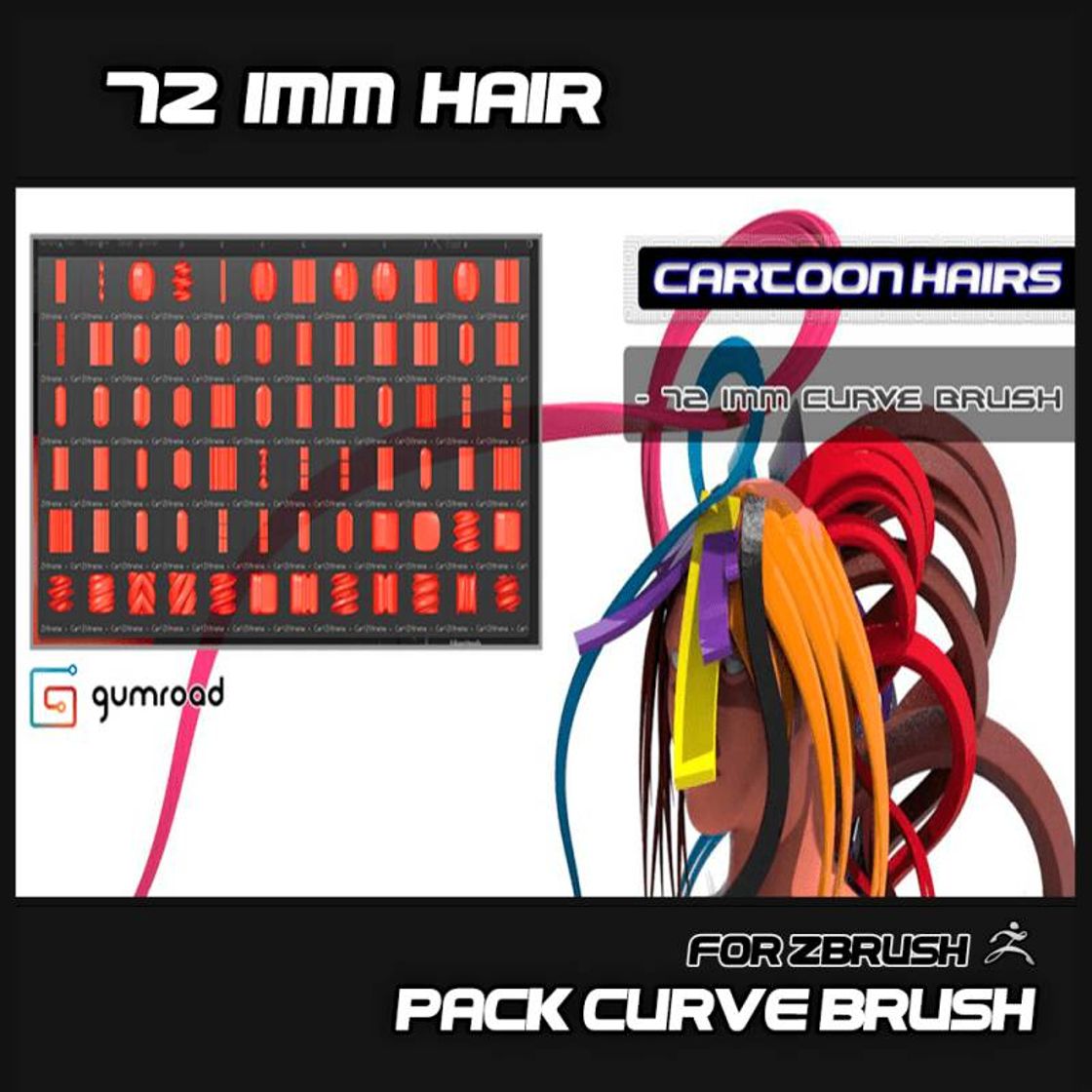 Fashion 72 IMM Pack Hair Curve Brush – ZbrushXtreme