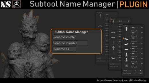 Zbrush – Subtool Name Manager