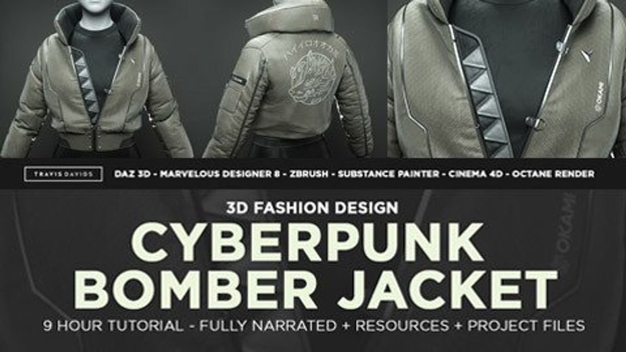 Fashion Cyberpunk Bomber Jacket – 3D Fashion Design Course