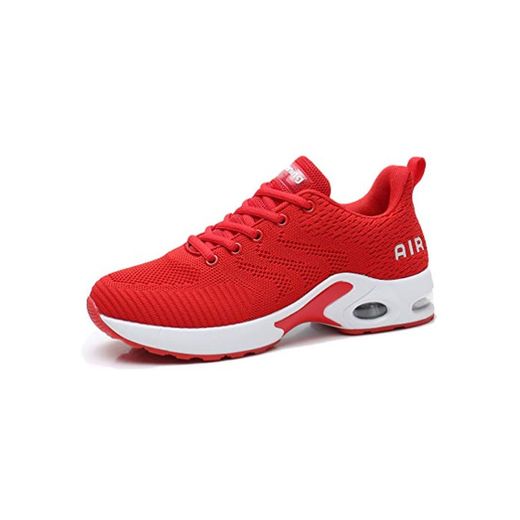 AFFINEST Zapatos para Correr para Mujer Air Zapatillas de Running Ligero y Transpirable Sneakers y Asfalto Aire Libre y Deportes Calzado Rojo 39