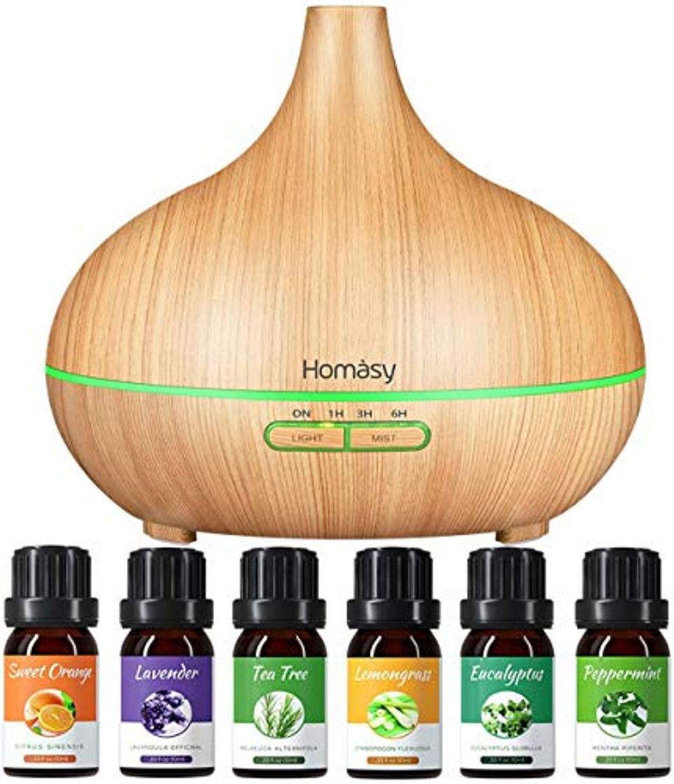Social Homasy 500ml Difusor de Aromas con 6 Botellas de Humidificadore Aceite Esencial
