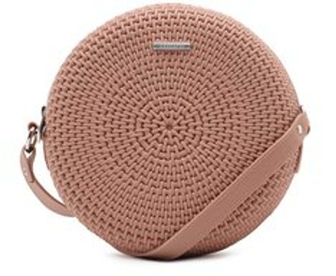 Moda Crossbody Rosa Redonda Texturizada