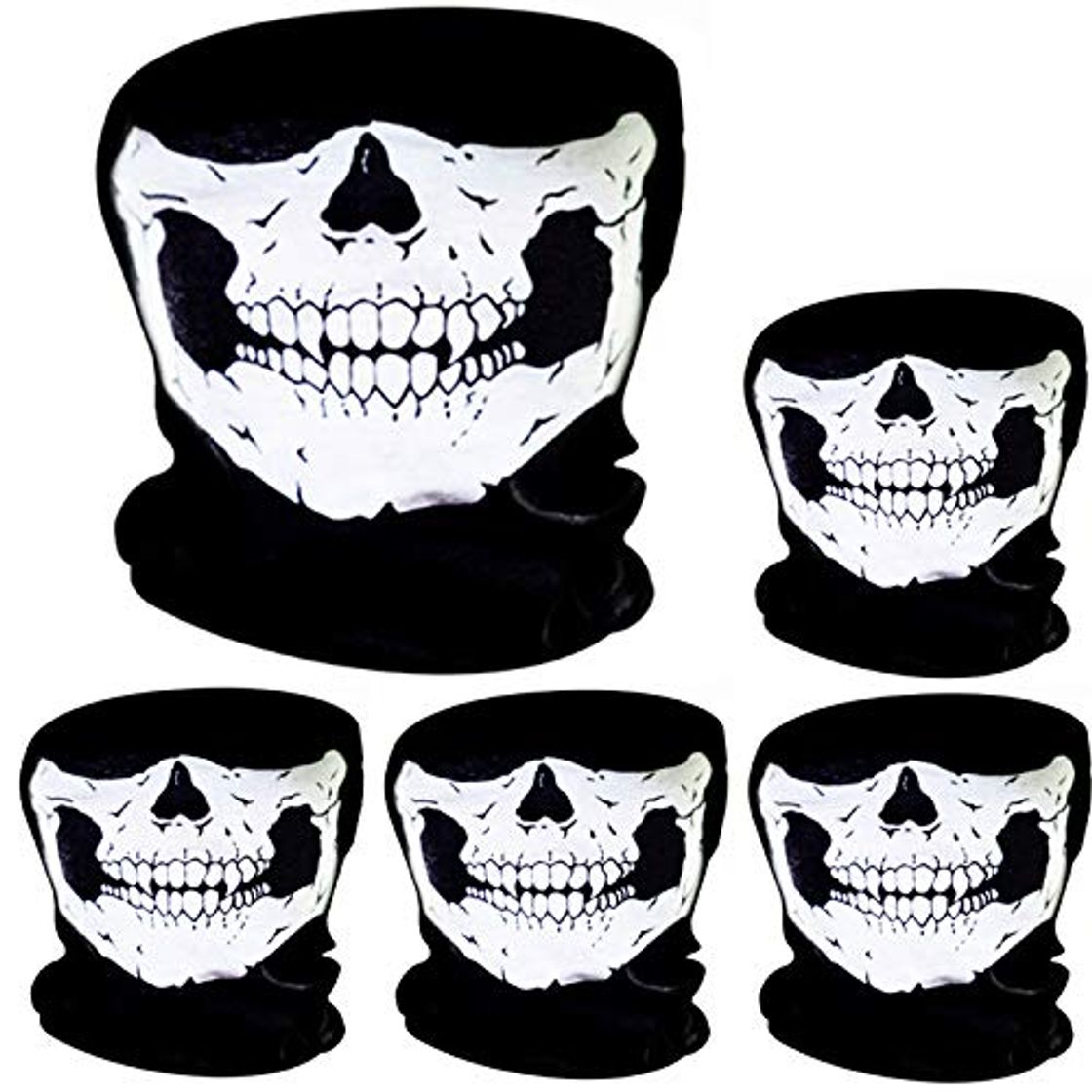 Producto 5 Piezas de Pasamontañas de Calavera Máscara Facial de Tubo de Poliéster de Motocicleta Bicicleta Bragas de Cabeza de Halloween