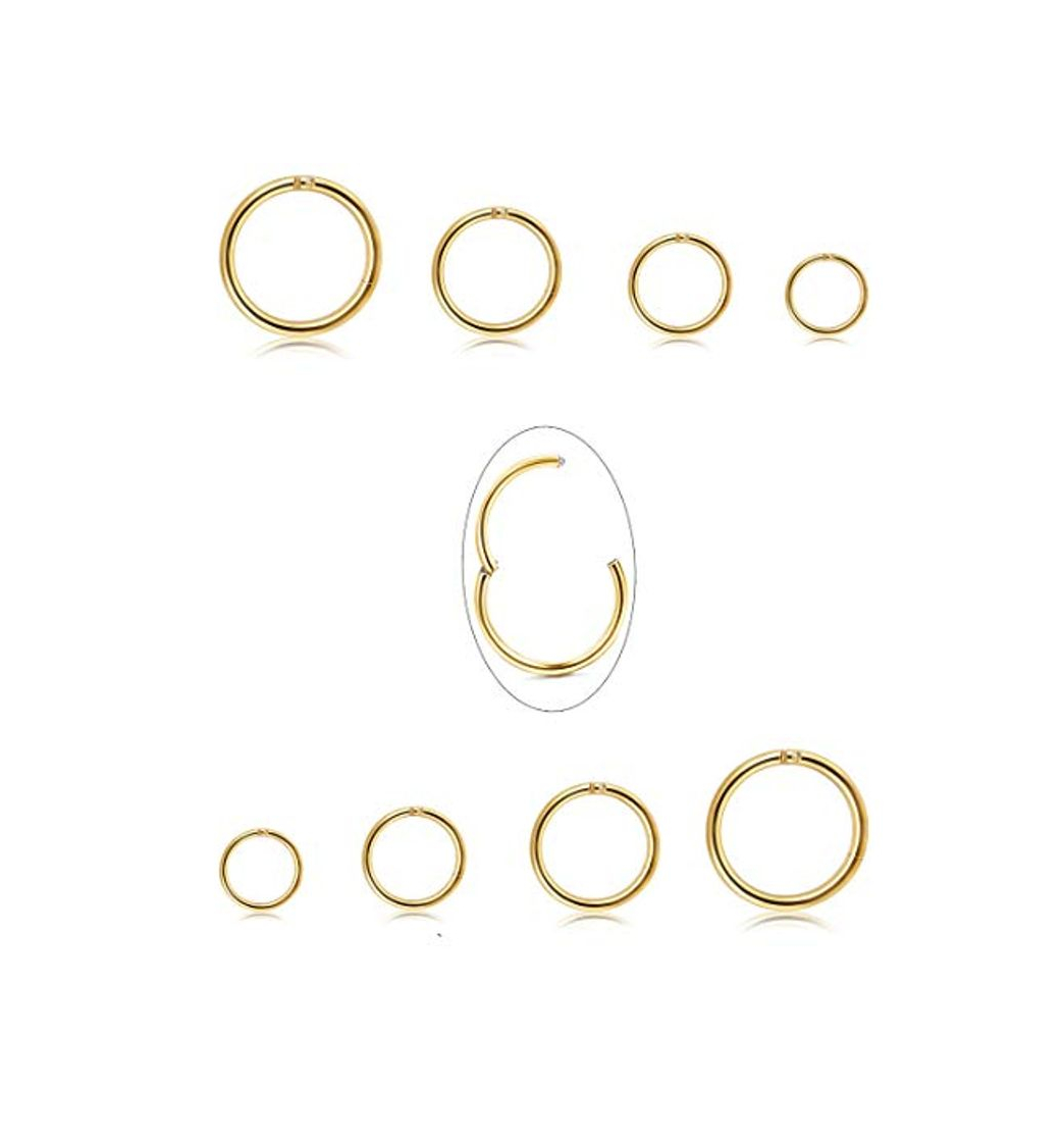 Social Milacolato 4 Pares de Acero Inoxidable 16G Pendientes Durmientes Septum Clicker Nariz Anillo Labio Piercing Corporal