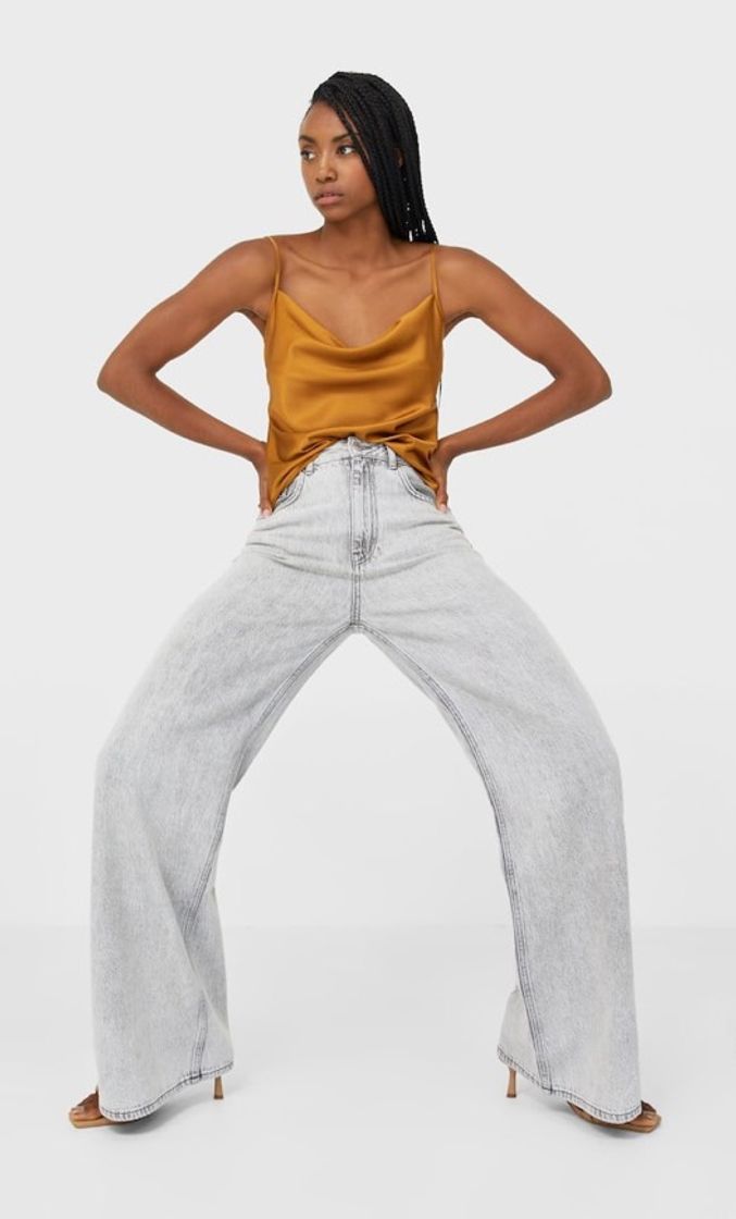 Jeans super wide leg (Gris)