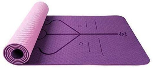 KaiKai Yoga Mats TPE de Dos Colores con Posición del Cuerpo Línea