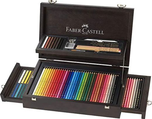 Faber-Castell 110086 - Estuche de madera de 108 piezas con equipo básico