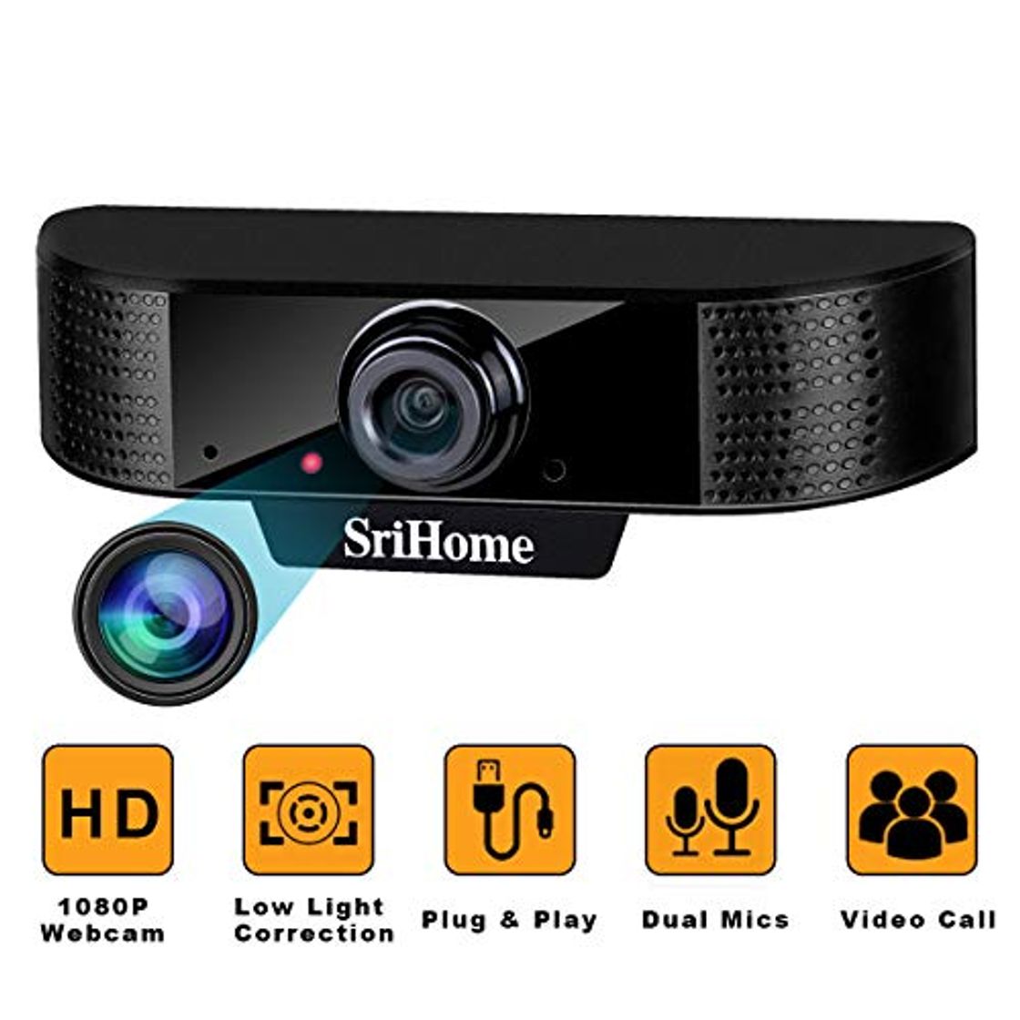 Social ENONEO Cámara Web HD 1080p PC Webcam PC con Microfono y Enfoque