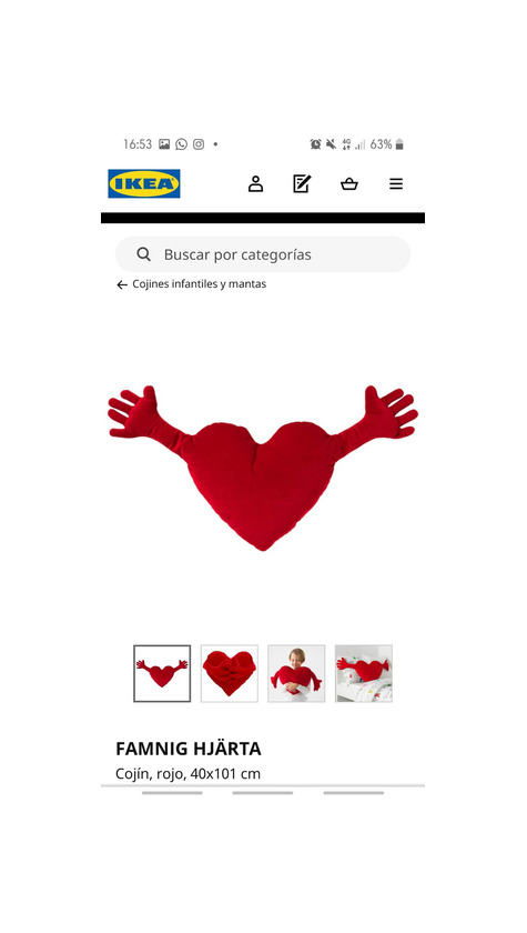 Product Peluche corazón con manos IKEA